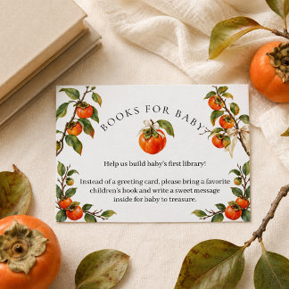 Watercolor Persimmon Baby Shower Boeken voor Baby Informatiekaartje