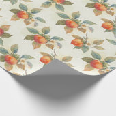 Watercolor Persimmon Fruit and Flowers  Cadeaupapier (Hoek)