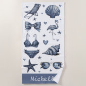 watercolor Personalized Name Summer Travel Theme   Strandlaken (Voorkant)