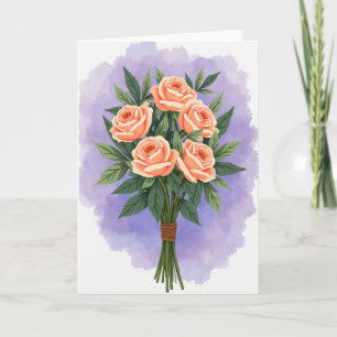 Watercolor Perzik Bloemkaart Kaart