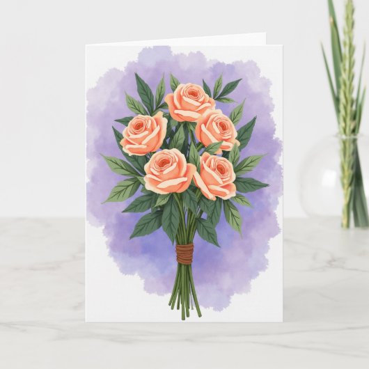 Watercolor Perzik Bloemkaart Kaart (Voorkant)