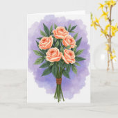 Watercolor Perzik Bloemkaart Kaart (Gele Bloem)