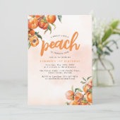 Watercolor Perzik Verjaardagsuitnodiging Kaart (Staand voorkant)
