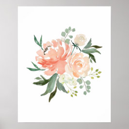 Watercolor perzikbloemen kinderkamer print