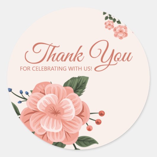 Watercolor Perzikbloesem Bedankt Ronde Sticker (Voorkant)