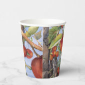 Watercolor Perzikboomgaard Fruit Oogst Papieren Bekers (Rechts)