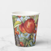 Watercolor Perzikboomgaard Fruit Oogst Papieren Bekers (Voorkant)
