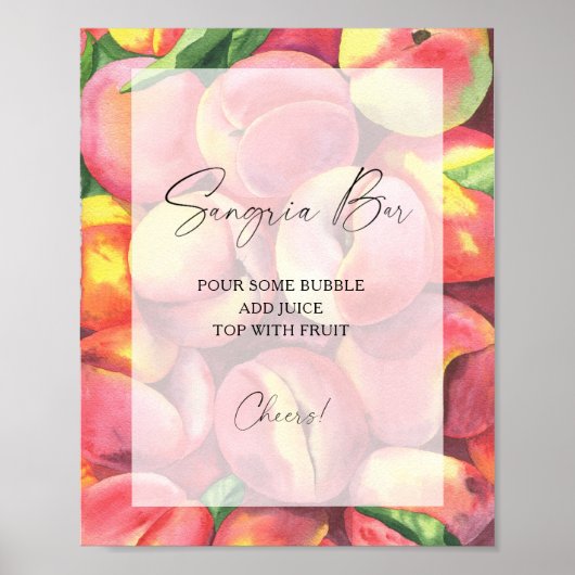 Watercolor perziken modern - sangria bar poster (Voorkant)