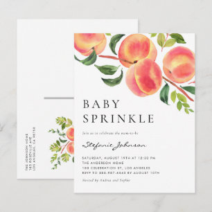 Watercolor Perziken Zomer Baby Sprinkle Uitnodiging Briefkaart