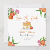 Watercolor Perziktaart Met Bloesems Bruidsmeisje F Save The Date (Voorkant)