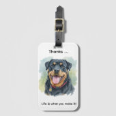 Watercolor Pet Rottweiler Portrait Bagagelabel (Voorkant (verticaal))
