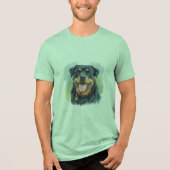 Watercolor Pet Rottweiler Portrait Tri-Blend Shirt (Voorkant)