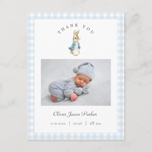 Watercolor Peter Rabbit Boy Birth Announcement Briefkaart (Voorkant)
