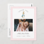 Watercolor Peter Rabbit Girl Birth Announcement Briefkaart (Voorkant / Achterkant)