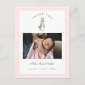 Watercolor Peter Rabbit Girl Birth Announcement Briefkaart (Voorkant)