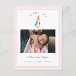 Watercolor Peter Rabbit Girl Birth Announcement Briefkaart