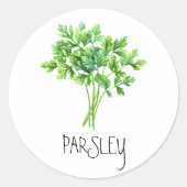Watercolor peterselie kruid ronde sticker (Voorkant)