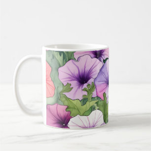 Watercolor petunia bloemen koffiemok
