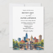 Watercolor Philadelphia Pennsylvania City Wedding Kaart (Voorkant)