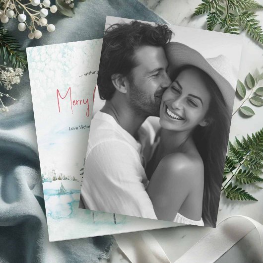 Watercolor Photo Christmas Cards Feestdagenkaart