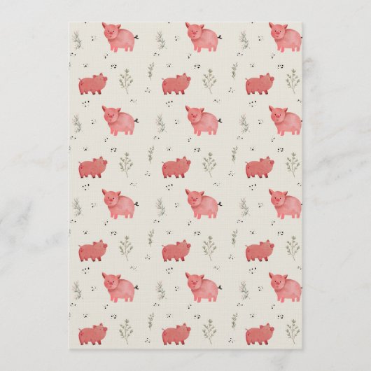 Watercolor Pigs And Flowers Seamless Pattern Kaart (Voorkant)