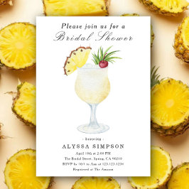 Watercolor Pina Colada Cocktail Bridal Shower Kaart
