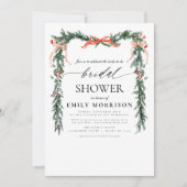 Watercolor Pine Bow Christmas Bridal Shower Kaart (Voorkant)