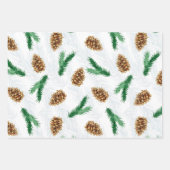 Watercolor Pine Branches and Pinecones Christmas Inpakpapier Vel (Voorkant 3)