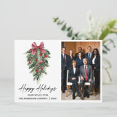 Watercolor Pine Company Photo Feestdagenkaart (Staand voorkant)