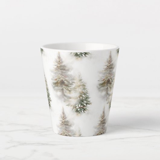 Watercolor Pine Forest Latte Mug Mok (Voorkant)