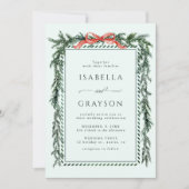 Watercolor Pine Garland Mint Green Wedding Kaart (Voorkant)