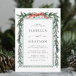 Watercolor Pine Garland Wedding Kaart