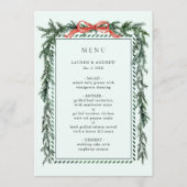 Watercolor Pine Garland Wedding Mint Green Menu (Voorkant)