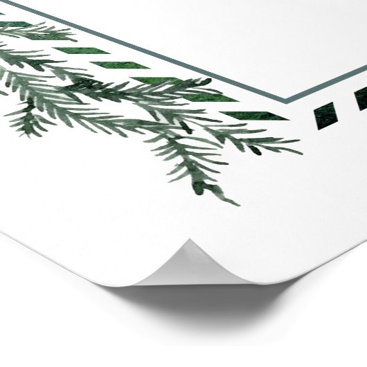 Watercolor Pine Garland Wedding Welcome Poster (Hoek)