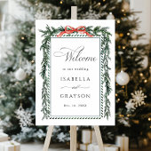 Watercolor Pine Garland Wedding Welcome Poster