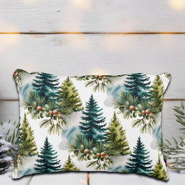Watercolor Pine Pattern Elegant Winter Accent Kussen