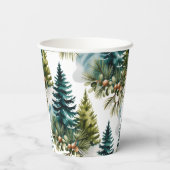 Watercolor Pine Pattern Elegant Winter Papieren Bekers (Achterkant)