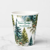 Watercolor Pine Pattern Elegant Winter Papieren Bekers (Voorkant)