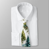 Watercolor Pine Pattern Elegant Winter  Stropdas (Gebonden)