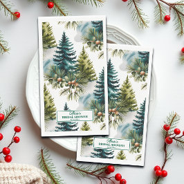 Watercolor Pine Pattern Winter Bridal Shower Servet