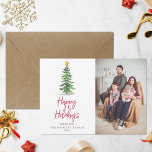 Watercolor Pine Tree Christmas Holiday Photo Feestdagenkaart<br><div class="desc">This watercolor pine tree Christmas card is very trendy and is perfect for anyone on your mailing list this holiday time. Add your custom wording & photo to this design by using the "Edit this design template" boxes on the right hand side of the item, or click the blue "Customize...</div>