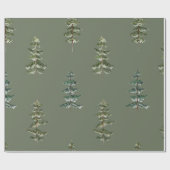 Watercolor Pine Tree Deep Sage Green Cadeaupapier (Vlak)
