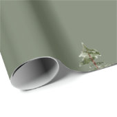 Watercolor Pine Tree Deep Sage Green Cadeaupapier (Rol Hoek)