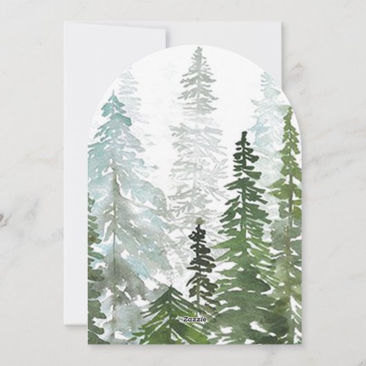 Watercolor Pine Tree Forest Arched Feestdagenkaart (Achterkant)