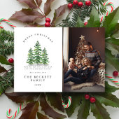 Watercolor Pine Tree Forest Photo Feestdagenkaart