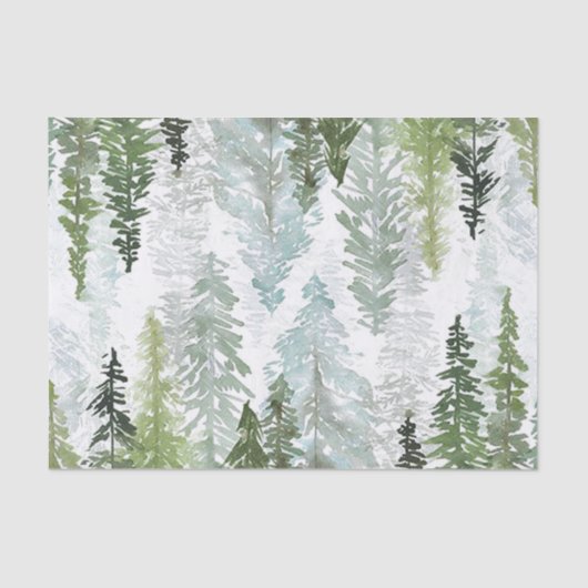 Watercolor Pine Tree Forest Tissuepapier (Voorkant)
