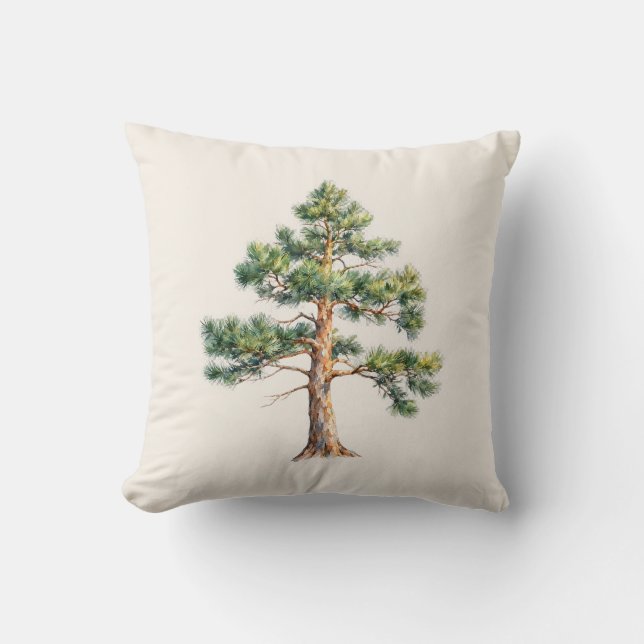 Watercolor Pine Tree Kussen (Voorkant)