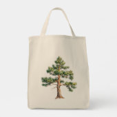 Watercolor Pine Tree Tote Bag (Achterkant)