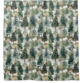 Watercolor Pine Trees Douchegordijn (Voorkant)