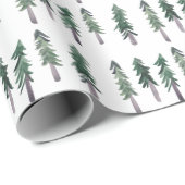 Watercolor Pine Trees Forest Modern Pattern Gift Cadeaupapier (Rol Hoek)